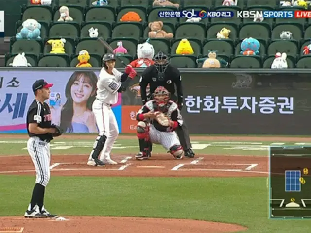 ในเกมระหว่าง LG Twins เบสบอลมืออาชีพของเกาหลีและ Hanwha Eagle จำนวนของเล่น "ผู้ช