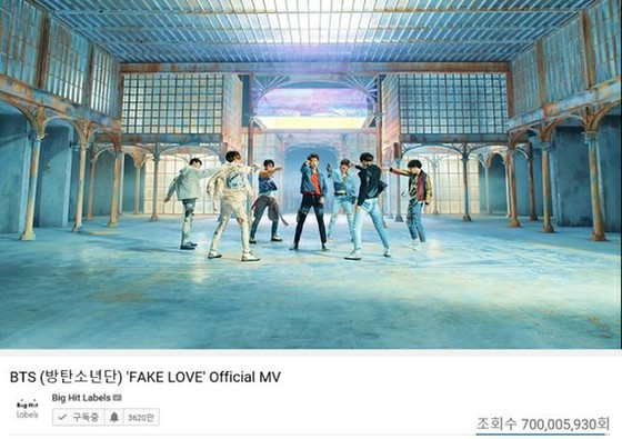 [เป็นทางการ] มิวสิควิดีโอ "BTS" และ "FAKE LOVE" มีผู้ชมมากกว่า 700 ล้านครั้ง
