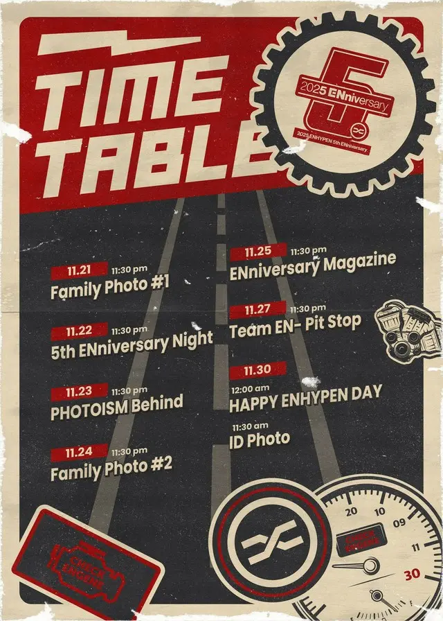 「ENHYPEN」、デビュー5周年を迎えて「2025 ENniversary」タイムテーブル公開…コンテンツがあふれる