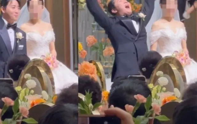 俳優ソ・ドンヒョン、結婚式で力強い万歳三唱…ポーカープレイヤー兼タレントのホン・ジンホの結婚式の現場を公開