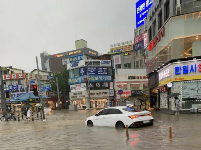 集中豪雨が降った18日午前の市内(写真＝ピョンテク市)