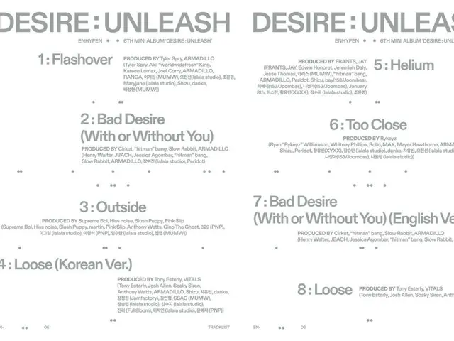 ENHYPEN เผยรายชื่อเพลงจากมินิอัลบั้มที่ 6 "DESIRE : UNLEASH"... ถ่ายทอดความปรารถนา